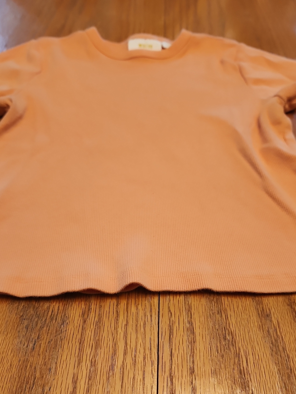 Anthropologie Women's Orange Short Sleeve Cropped Ribbed Tee - Picture 16 of 16